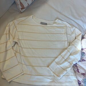 Everlane Cream and Tan Organic Cotton Top